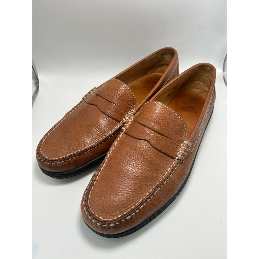 Peter Millar Penny Loafers Mens 9.5 Brown Leather Driving Moccasins Shoes